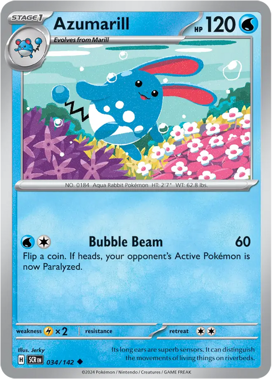 034/142 Azumarill Stellar Crown Pokémon Card
