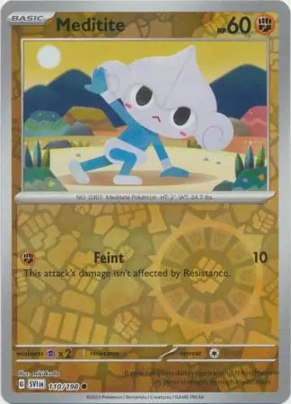 110/198 Meditite Reverse Holo Scarlet & Violet Base Set Pokémon Card