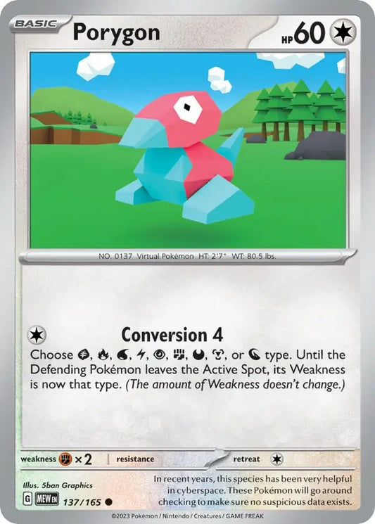 137/165 Porygon 151 Pokémon Card