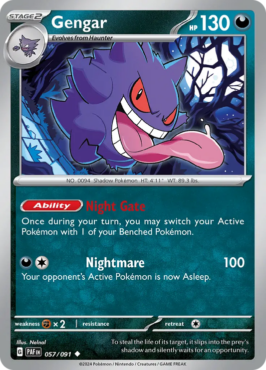 057/091 Gengar Paldean Fates Pokémon Card
