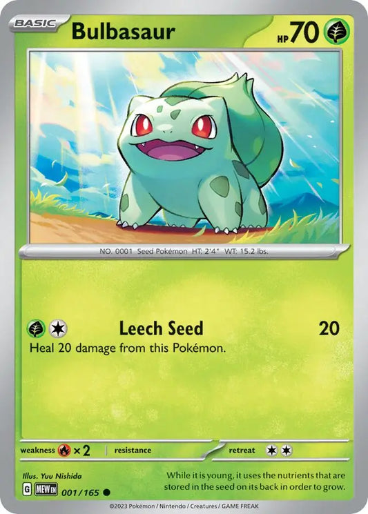 001/165 Bulbasaur 151 Pokémon Card