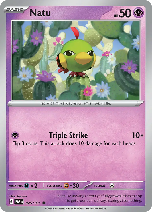 025/091 Natu Paldean Fates Pokémon Card