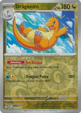 149/165 Dragonite Reverse Holo 151 Pokémon Card