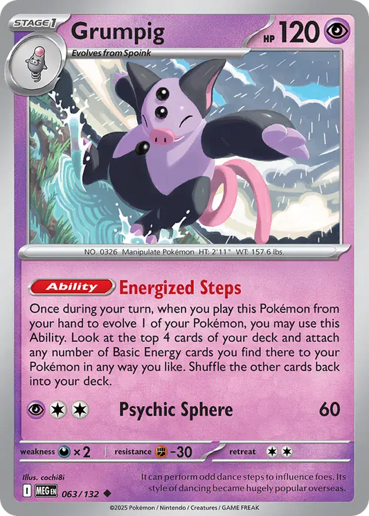 063/132 Grumpig Mega Evolution Pokémon Card