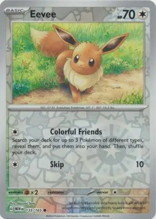 133/165 Eevee Reverse Holo 151 Pokémon Card