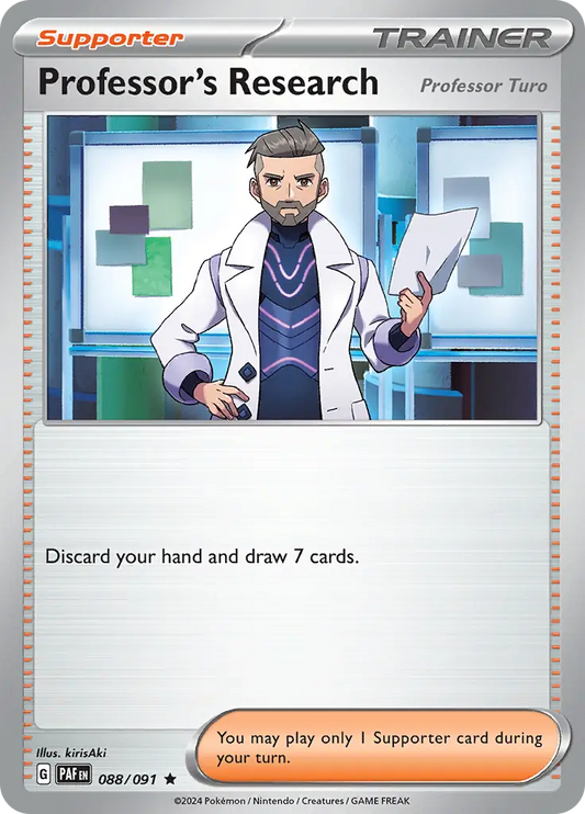 088/091 Professor's Research Professor Turo Paldean Fates Pokémon Card