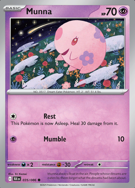 035/086 Munna Black Bolt Pokémon Card
