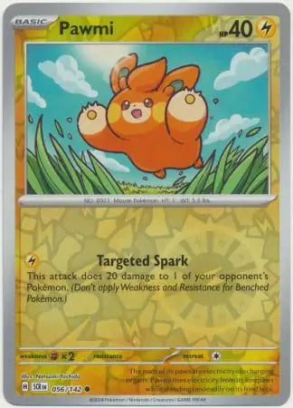 056/142 Pawmi Reverse Holo Stellar Crown Pokémon Card