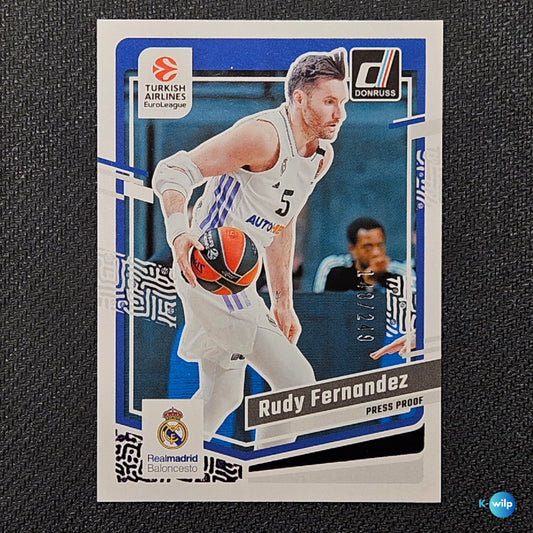 Rudy Fernandez Serial Numbered 148/249 Donruss 2023/24 EuroLeague #103 Real Madrid Basketball Card