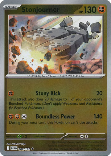 081/132 Stonjourner Reverse Holo Mega Evolution Pokémon Card