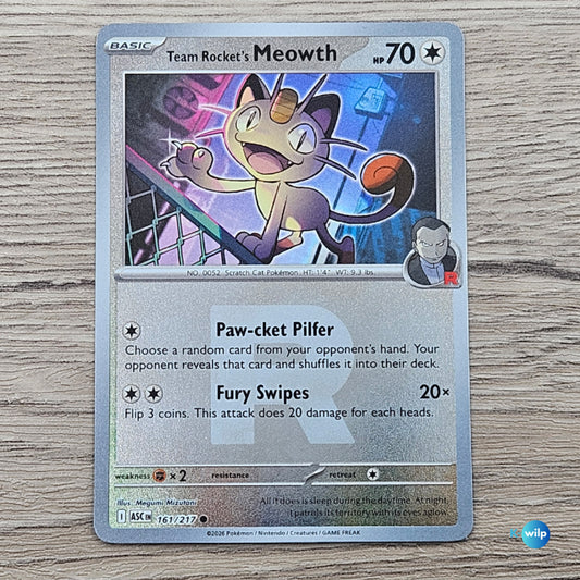161/217 Team Rocket's Meowth "R" Reverse Holo Ascended Heroes Pokémon Trading Card
