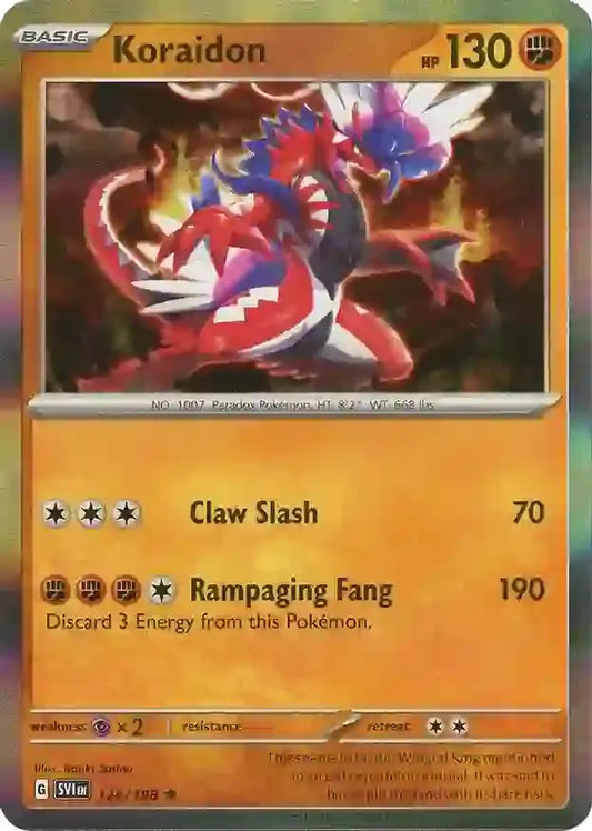124/198 Koraidon Scarlet & Violet Base Set Pokémon Card
