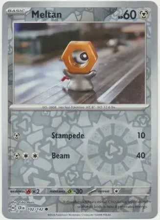 102/142 Meltan Reverse Holo Stellar Crown Pokémon Card