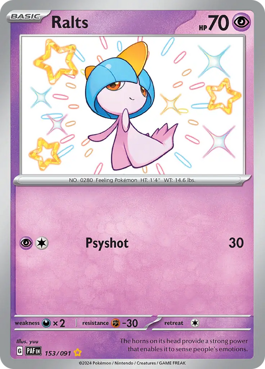 153/091 Ralts Paldean Fates Pokémon Card