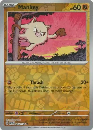 056/165 Mankey Reverse Holo 151 Pokémon Card