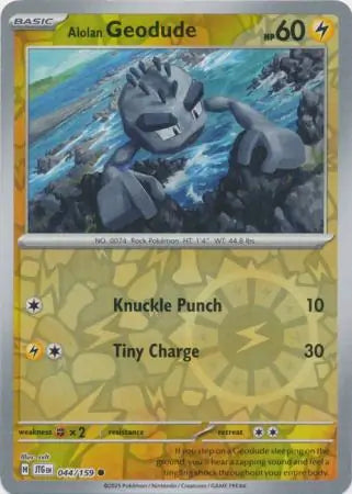 044/159 Alolan Geodude Reverse Holo Journey Together Pokémon Card
