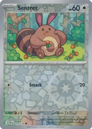 118/159 Sentret Reverse Holo Journey Together Pokémon Card