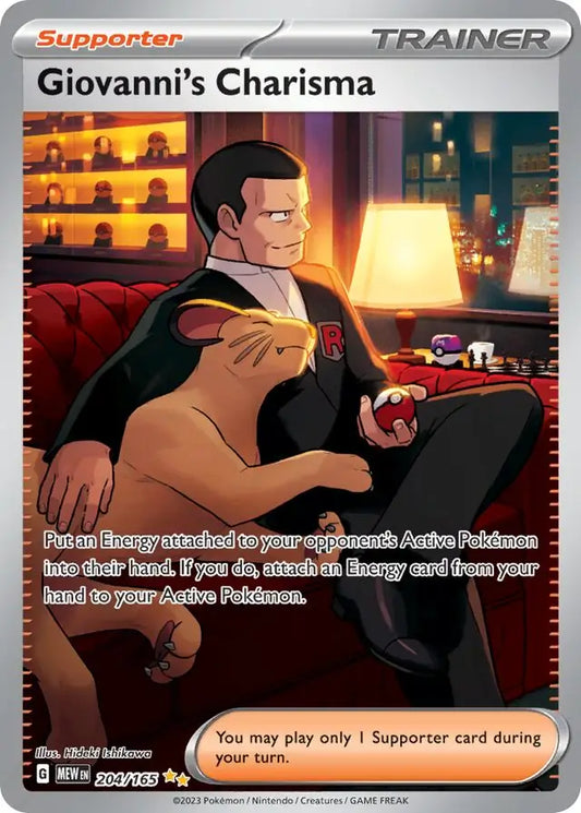 204/165 Giovanni's Charisma 151 Pokémon Card