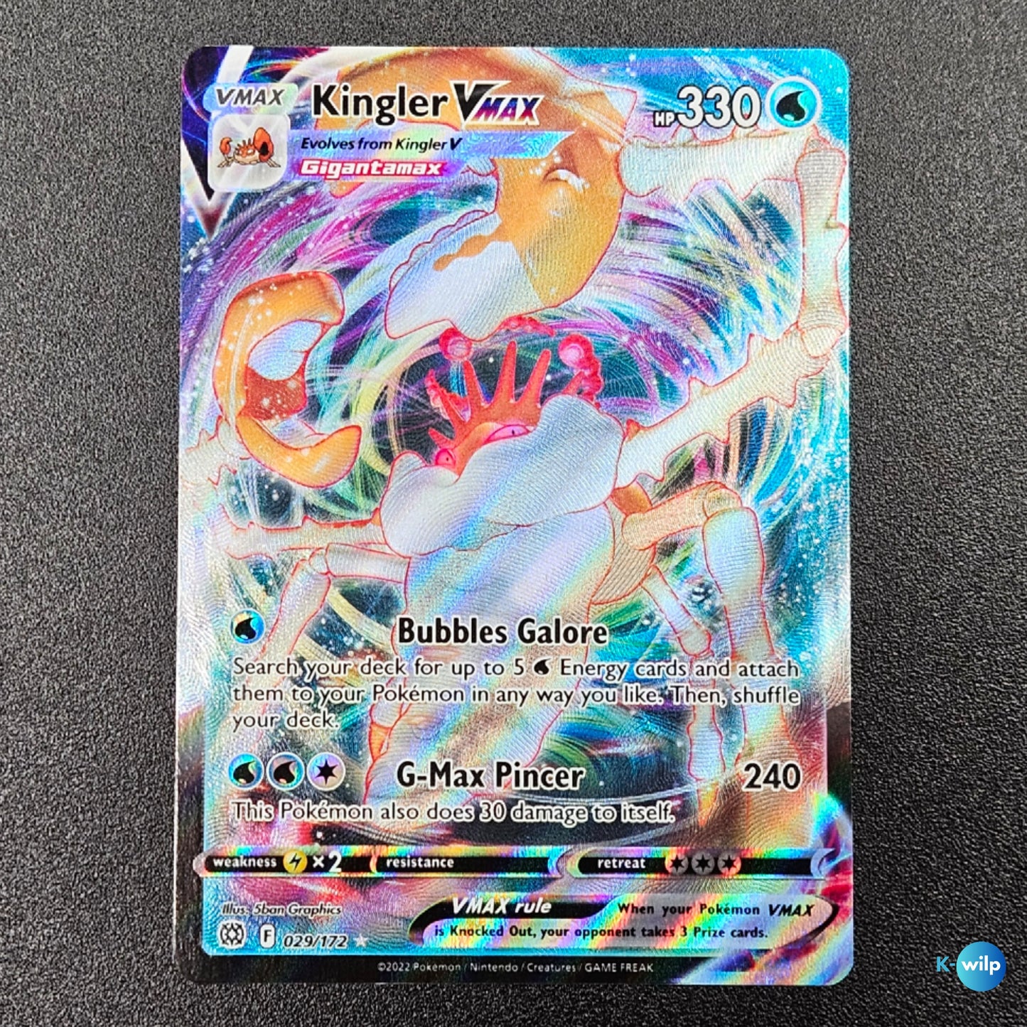 Kingler Vmax 029/172 Brilliant Stars Holo Full Art Ultra Rare English Pokémon Trading Card
