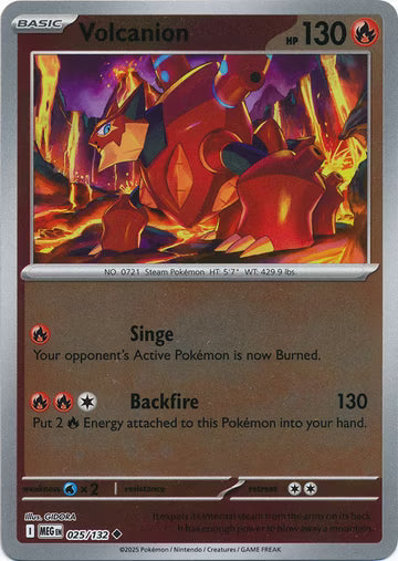 025/132 Volcanion Reverse Holo Mega Evolution Pokémon Card