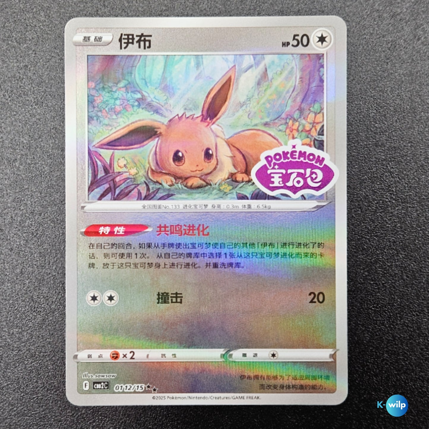 Eevee 0102/15 Stamped Holo Chinese Gem Pack Vol 2 CBB2c Chinese Pokémon Trading Card