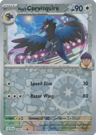 134/159 Hop's Corvisquire Reverse Holo Journey Together Pokémon Card