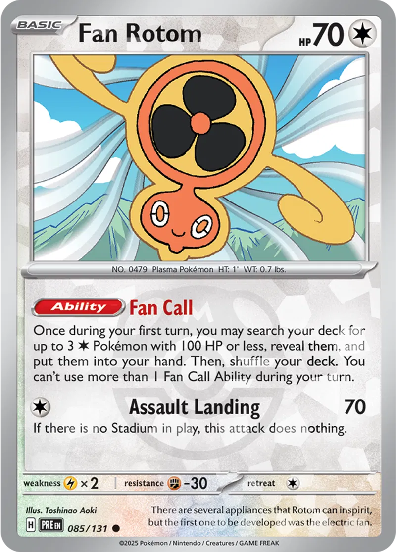 085/131 Fan Rotom Master Ball Holo Prismatic Evolutions Pokémon Card