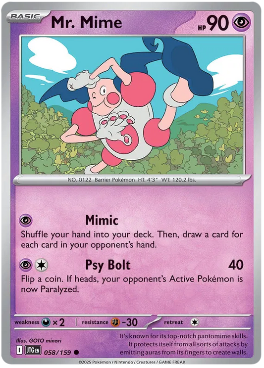 058/159 Mr. Mime Journey Together Pokémon Card