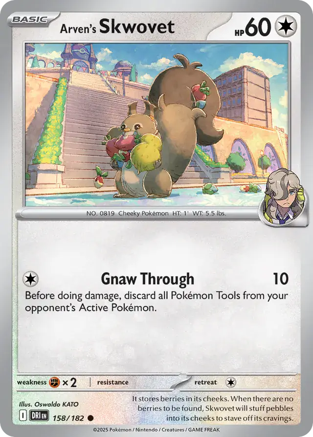 158/182 Arven's Skwovet Destined Rivals Pokémon Card