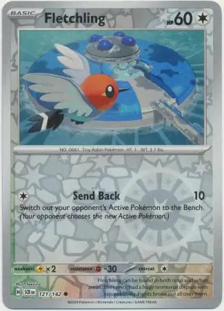 121/142 Fletchling Reverse Holo Stellar Crown Pokémon Card