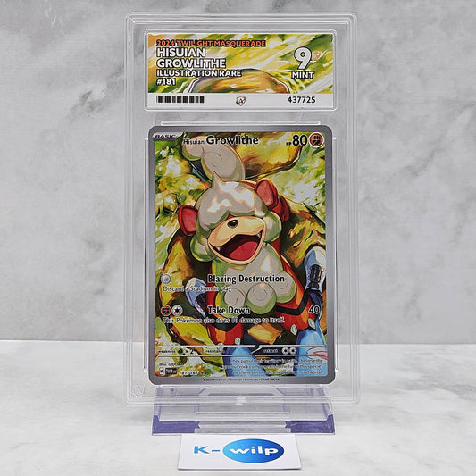 Hisuian Growlithe 181/167 English Twilight Masquerade Illustration Rare Pokémon Card ACE Graded 9
