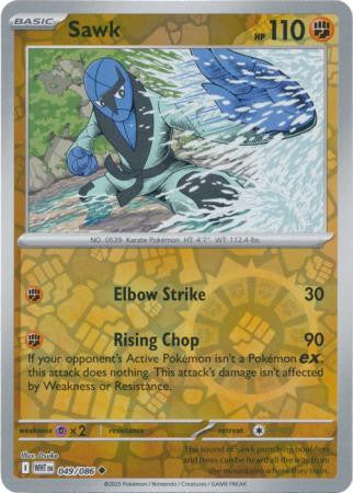 049/086 Sawk Reverse Holo White Flare Pokémon Card