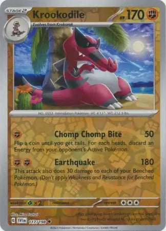 117/198 Krookodile Reverse Holo Scarlet & Violet Base Set Pokémon Card