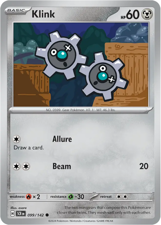 099/142 Klink Stellar Crown Pokémon Card