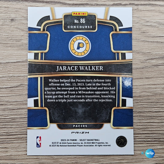 086 Jarace Walker Indiana Pacers Orange Flash Prizm Concourse 2023-24 Panini Select NBA Trading Card