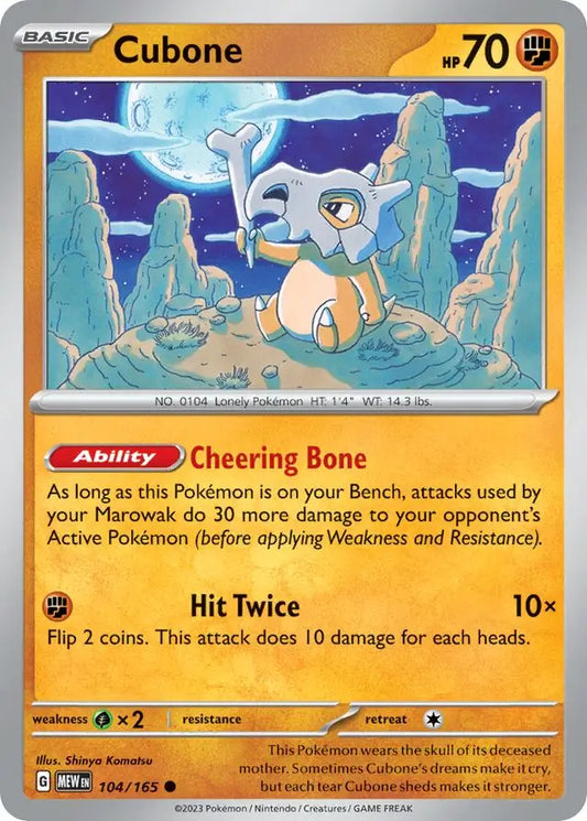 104/165 Cubone 151 Pokémon Card