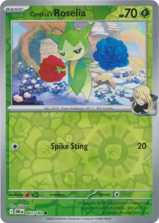 007/182 Cynthia's Roselia Reverse Holo Destined Rivals Pokémon Card