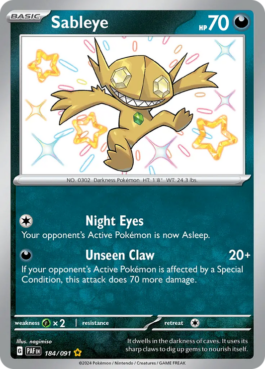 184/091 Sableye Paldean Fates Pokémon Card
