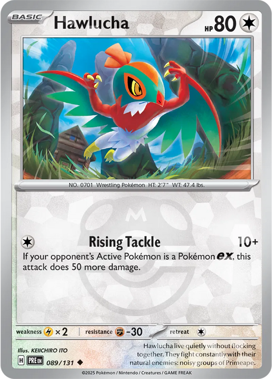 089/131 Hawlucha Master Ball Holo Prismatic Evolutions Pokémon Card