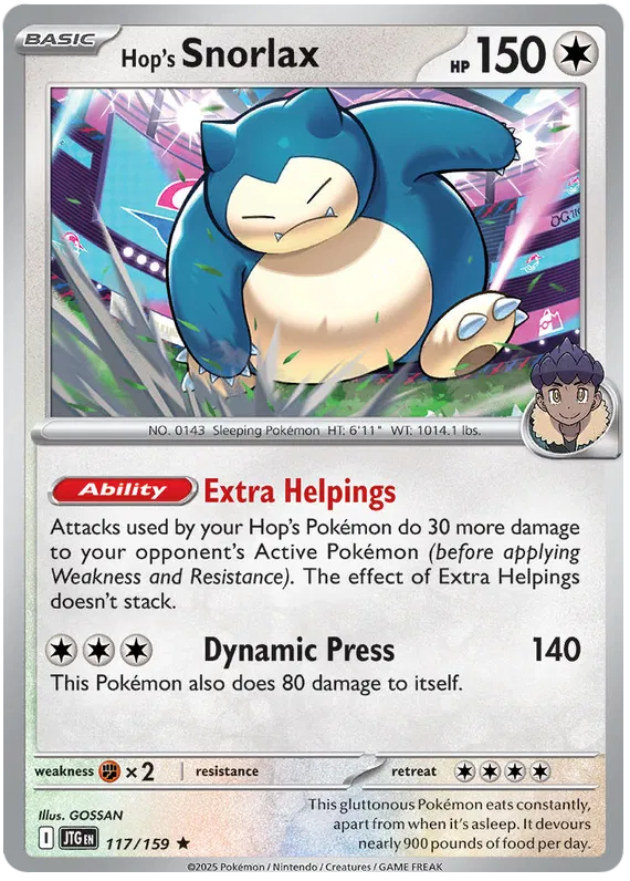 117/159 Hop's Snorlax Journey Together Pokémon Card