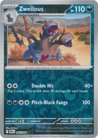 066/086 Zweilous Reverse Holo White Flare Pokémon Card