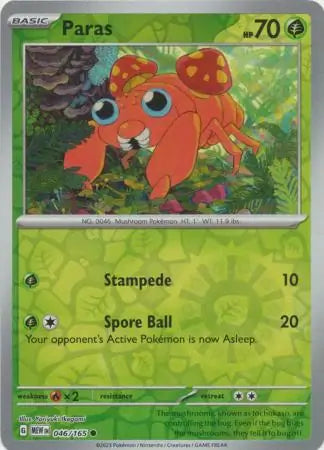 046/165 Paras Reverse Holo 151 Pokémon Card
