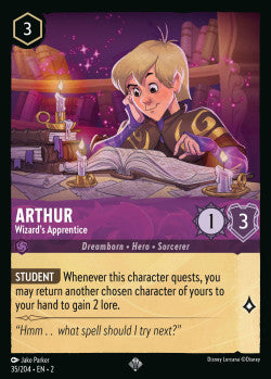 035/204 Arthur - Wizard's Apprentice Disney Lorcana Rise Of The Floodborn Card