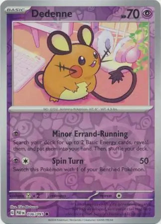 036/091 Dedenne Reverse Holo Paldean Fates Pokémon Card