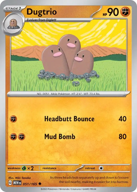 051/165 Dugtrio 151 Pokémon Card