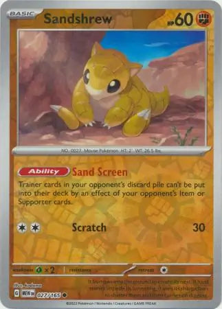 027/165 Sandshrew Reverse Holo 151 Pokémon Card