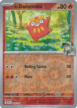 026/159 N's Darumaka Reverse Holo Journey Together Pokémon Card