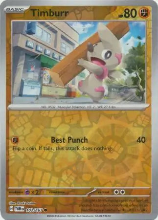 103/167 Timburr Reverse Holo Twilight Masquerade Pokémon Card