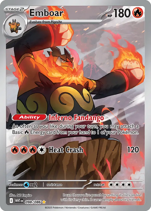 098/086 Emboar White Flare Pokémon Card
