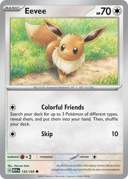 133/165 Eevee 151 Pokémon Card